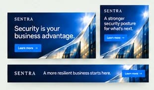 Illustrative SENTRA display + social ad sizes